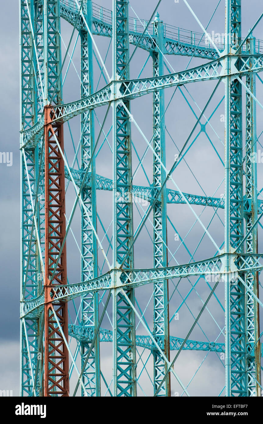 Close up of the preserved gasholder of the Granton Gasworks, Edinburgh, Scotland. Stock Photo