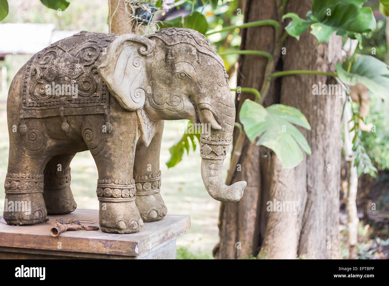 Elephant clay doll decorated in garden, stock photo Stock Photo