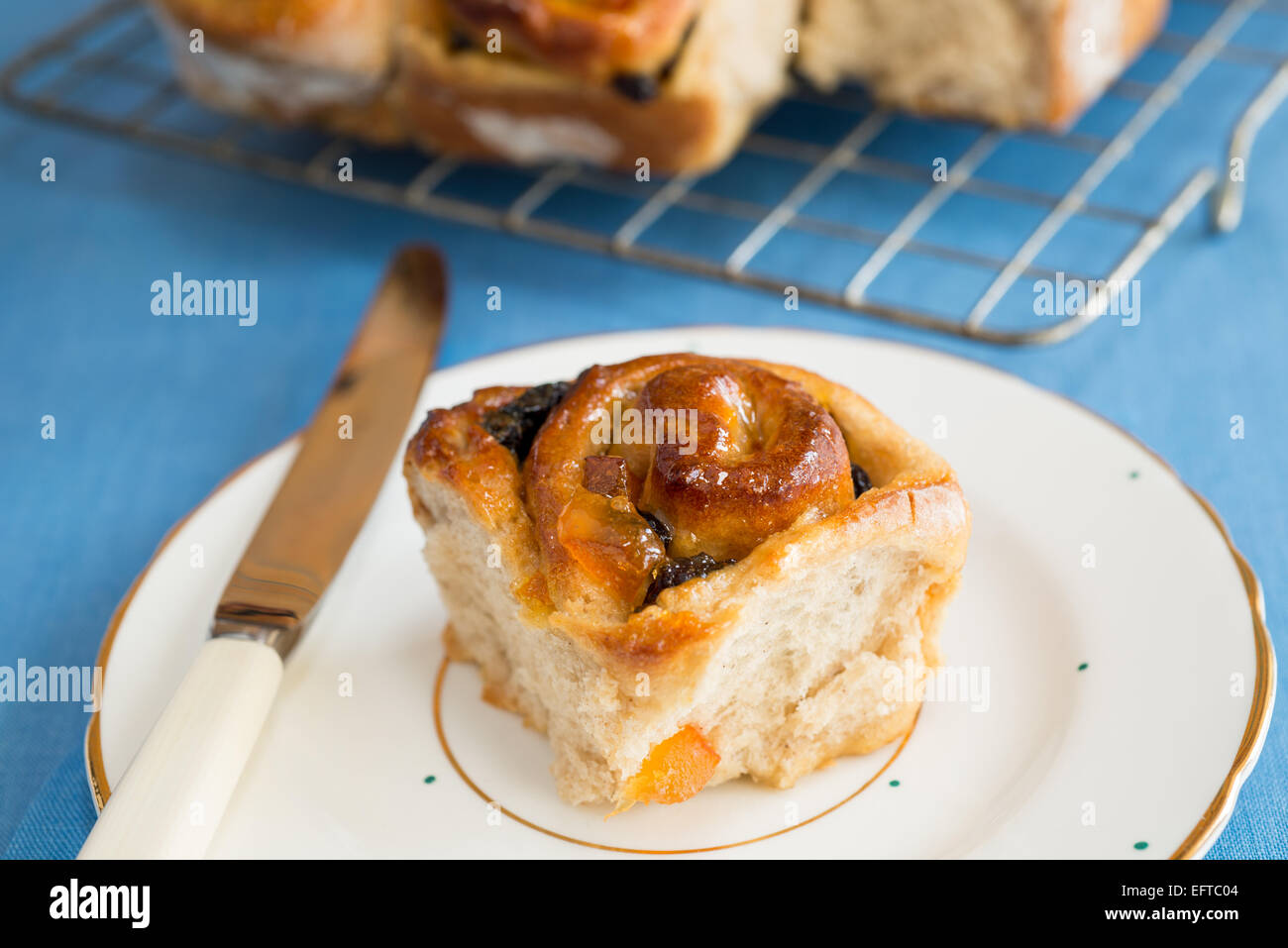 Marmalade swirl buns / chelsea buns. Stock Photo