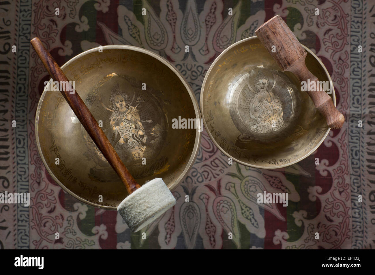 Tibetan bowls resonance Stock Photo