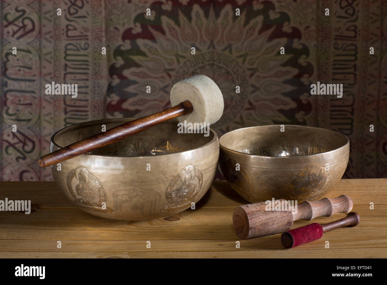 Tibetan bowls resonance Stock Photo