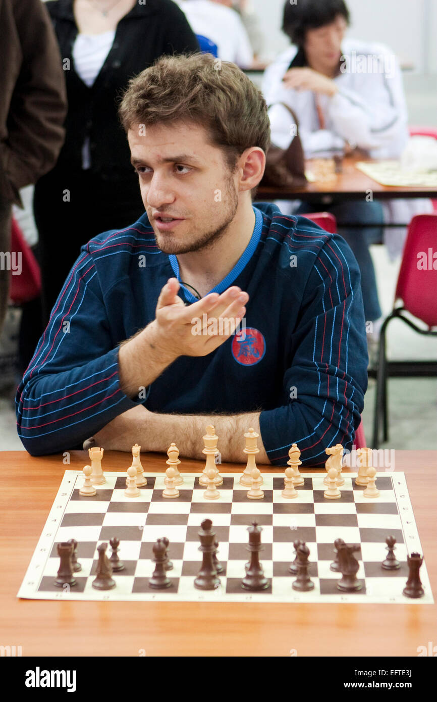 Armenian chess Grandmaster Levon Aronian at 2006 Chess Olympiad in Turin, Italy Stock Photo