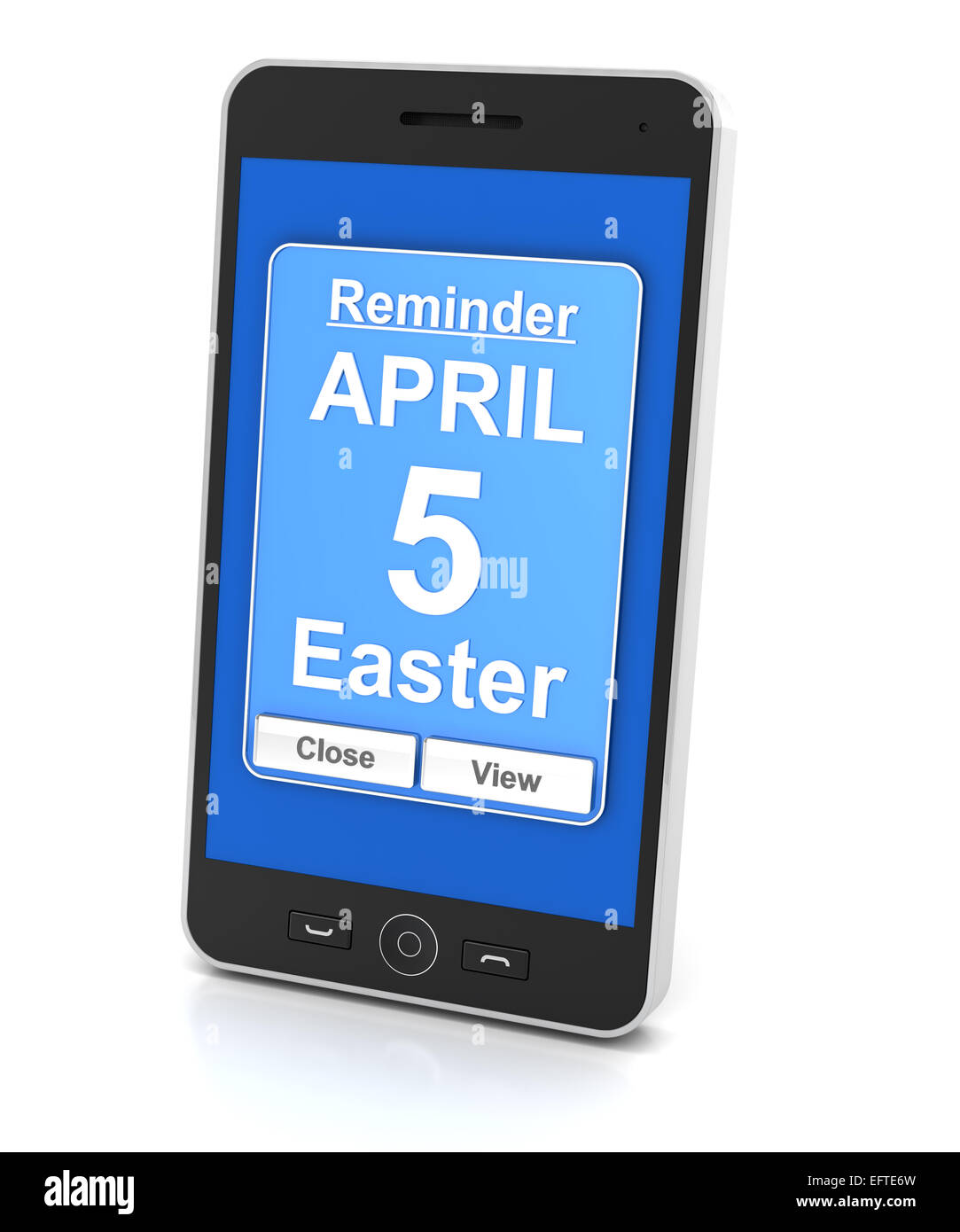 Smartphone reminder for Easter day 2015 Stock Photo