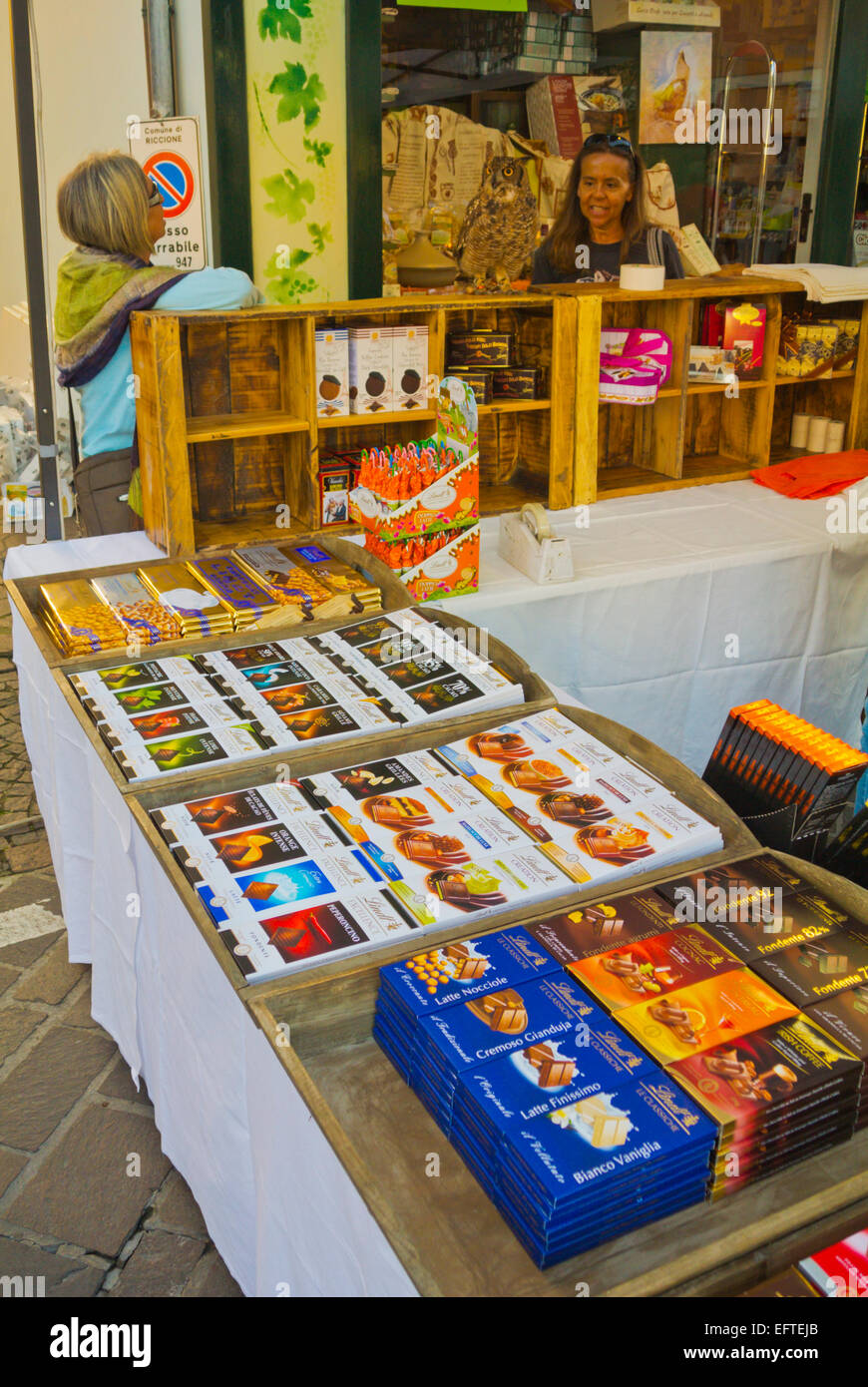 CiocoPaese, Chocolate fair, Corso Cervi, Riccione, resort near Rimini, Emilia Romagna region, central Italy Stock Photo