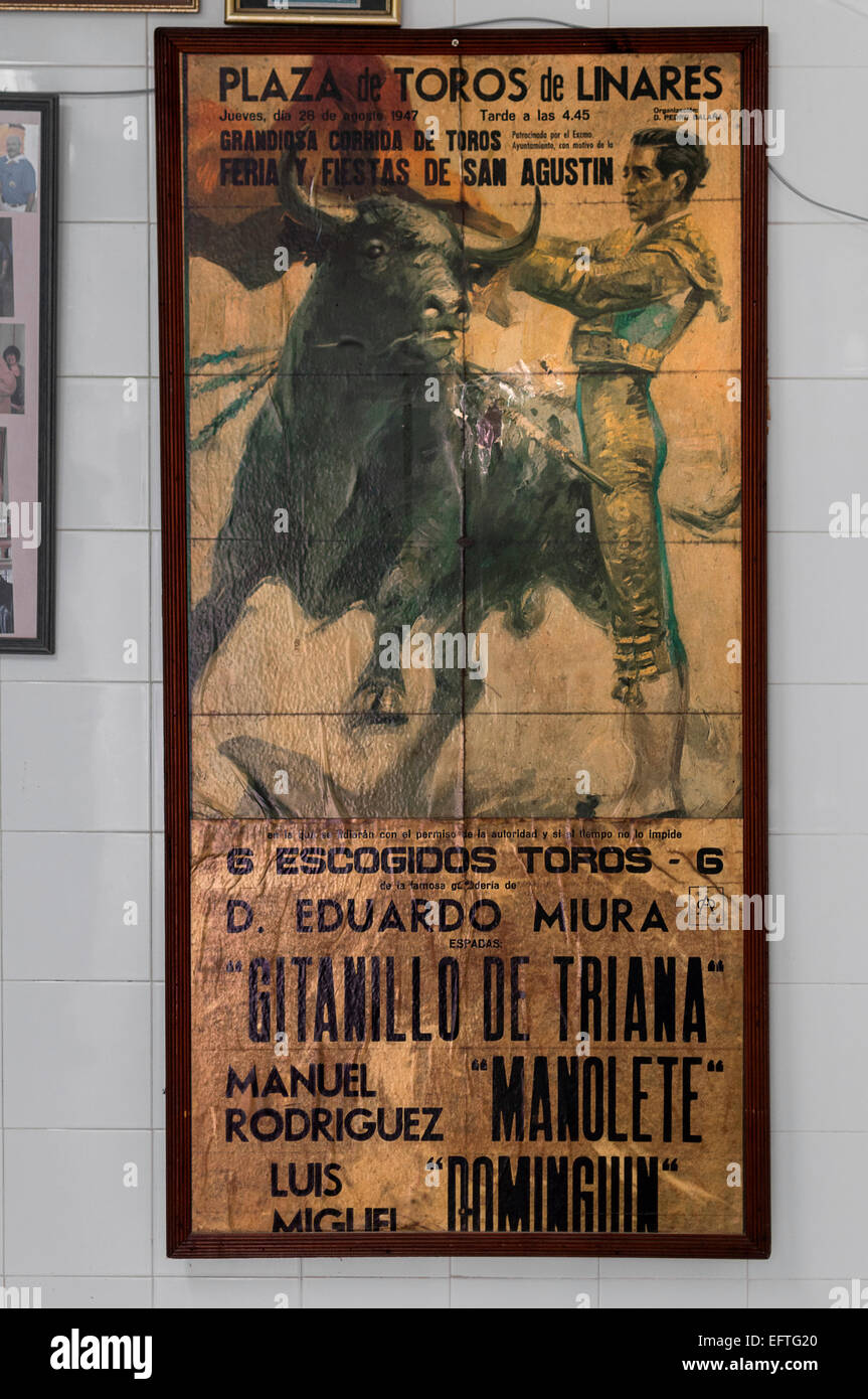 poster of a bullfight in Linares, Jaen, Andalucía, Spain, Europe Stock Photo