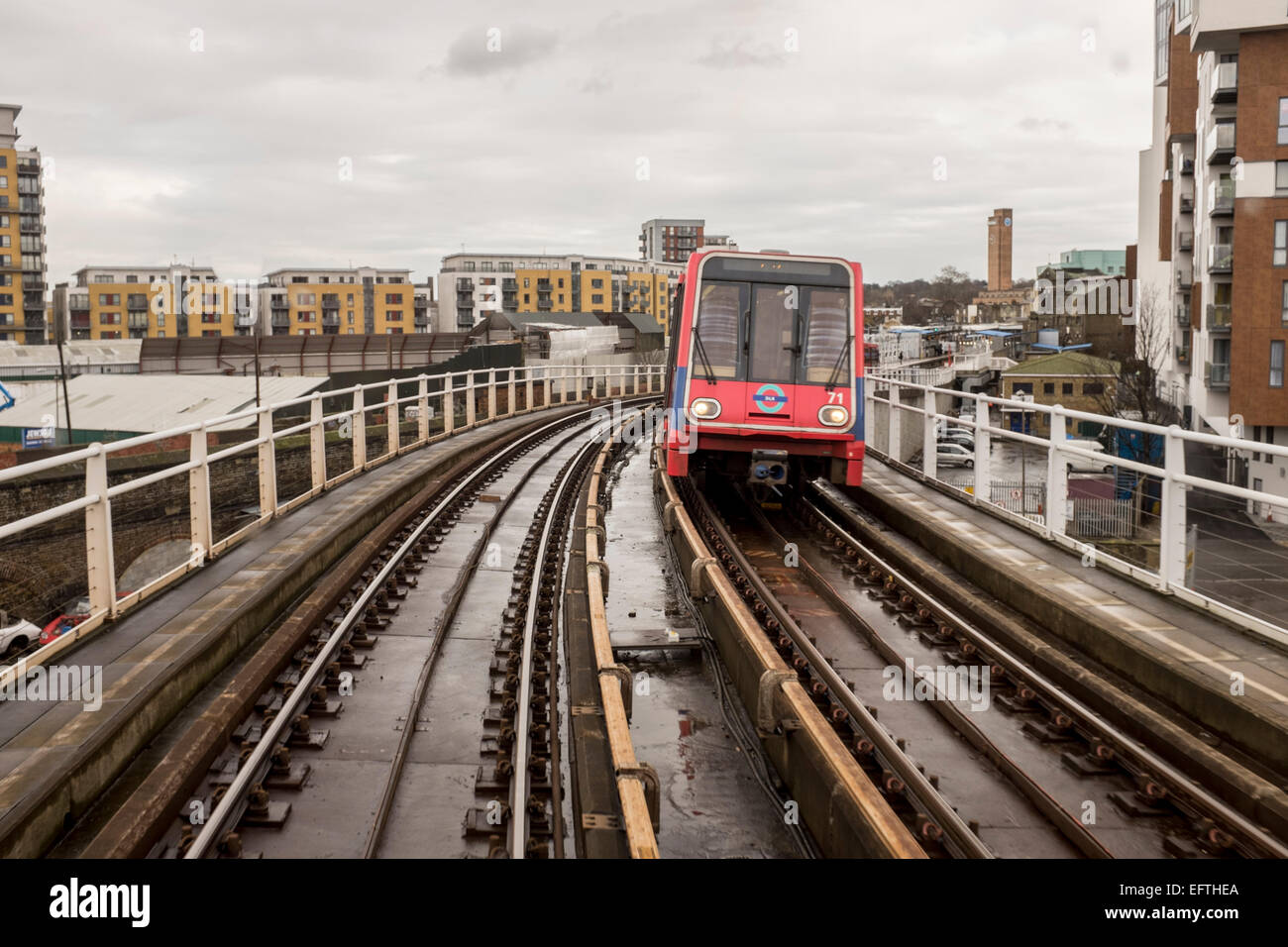 Docklands Light Railway, the DLR, driverless train Stock Photo