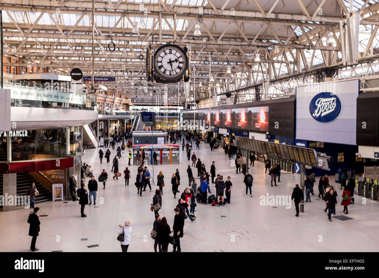 Main Hall of the Waterloo station in London Stock Photo