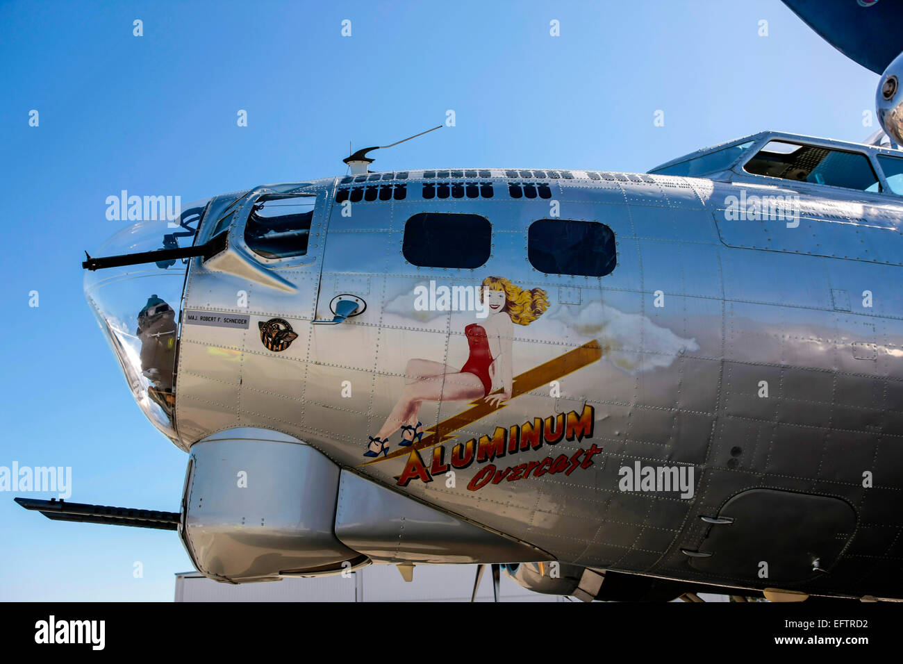 WW2 B17G Flying Fortress bomber plane called Aluminum Overcast. The name  commemorates the 601st Bomb Squadron, 398th Bomb Group' Stock Photo - Alamy
