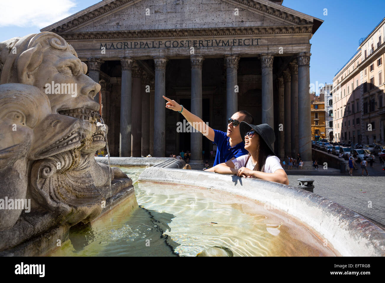 Visiting the Roman Pantheon in Rome Italy Stock Photo
