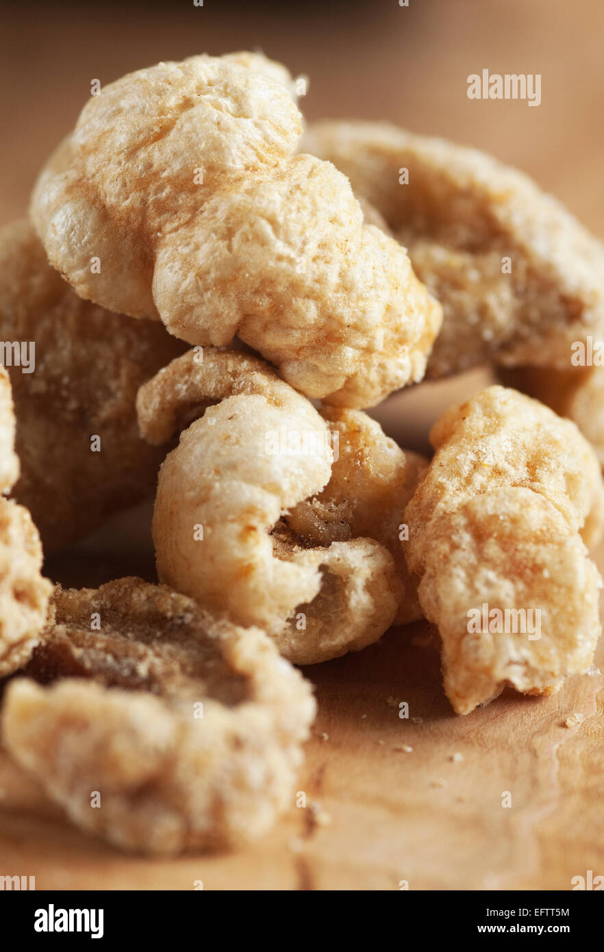 Still life food image of Pork Scratchings Crackling Snack Stock Photo