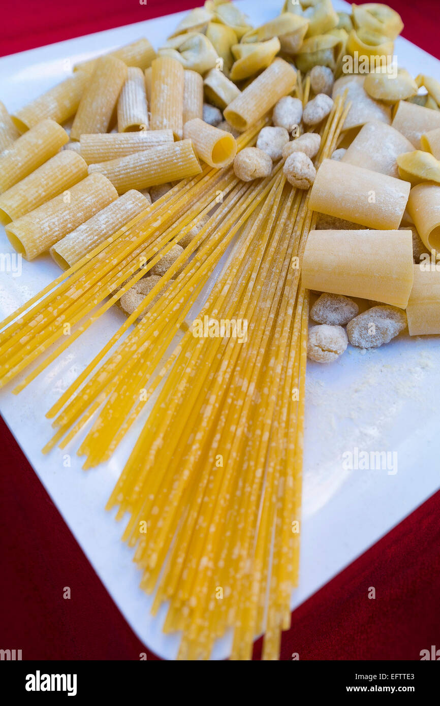 Fresh made pasta assortment Stock Photo