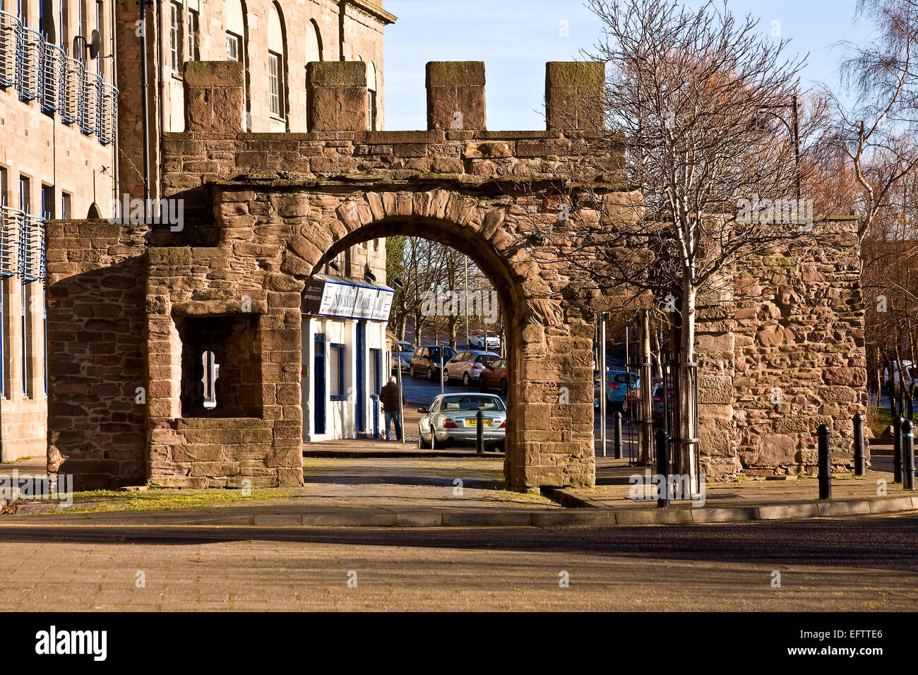 The George Wishart Arch is the last surviving remnant of the old city walls in Dundee situated along the Cowgate, Scotland, UK Stock Photo