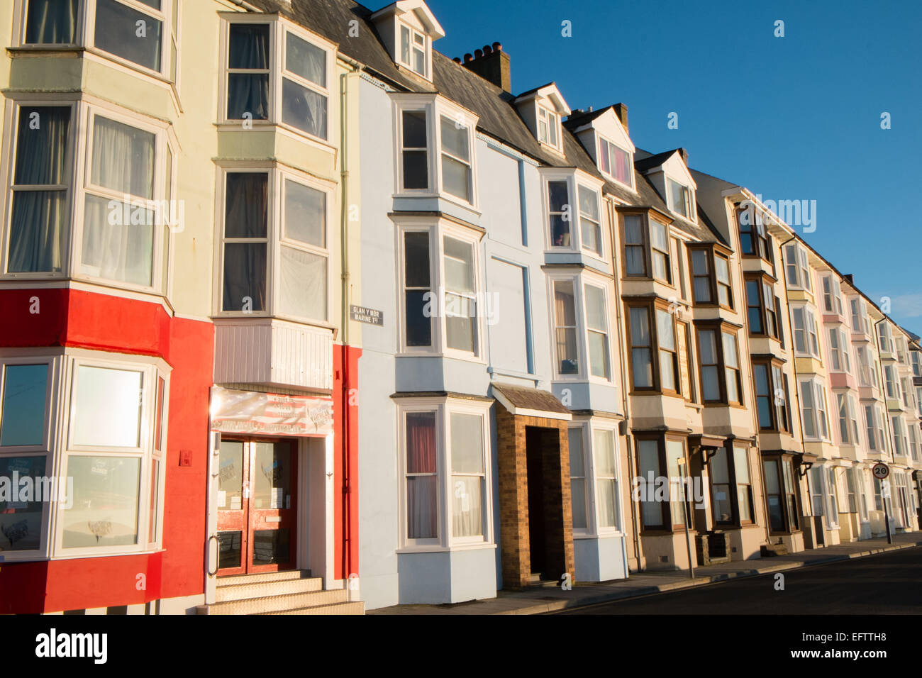 Terraced houses along Marine Terrace,with views of beach, and Cardigan
