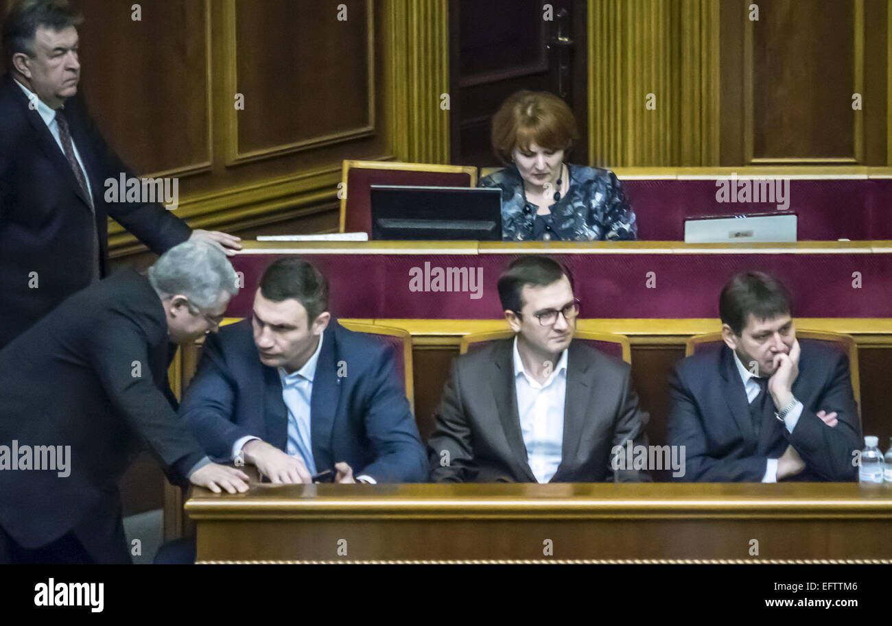 Ukraine. 10th February, 2015.  Kyiv Mayor Vitali Klitschko -- Ukraine's parliament passed a law that allows you to cancel the collection of value added tax (VAT) on imports of certain products for defense purposes. Corresponding changes in the Tax Code of Ukraine supported the 274 deputies, with the necessary minimum of 226 votes. At the moment, the VAT in Ukraine is 20% Credit:  Igor Golovniov/ZUMA Wire/Alamy Live News Stock Photo