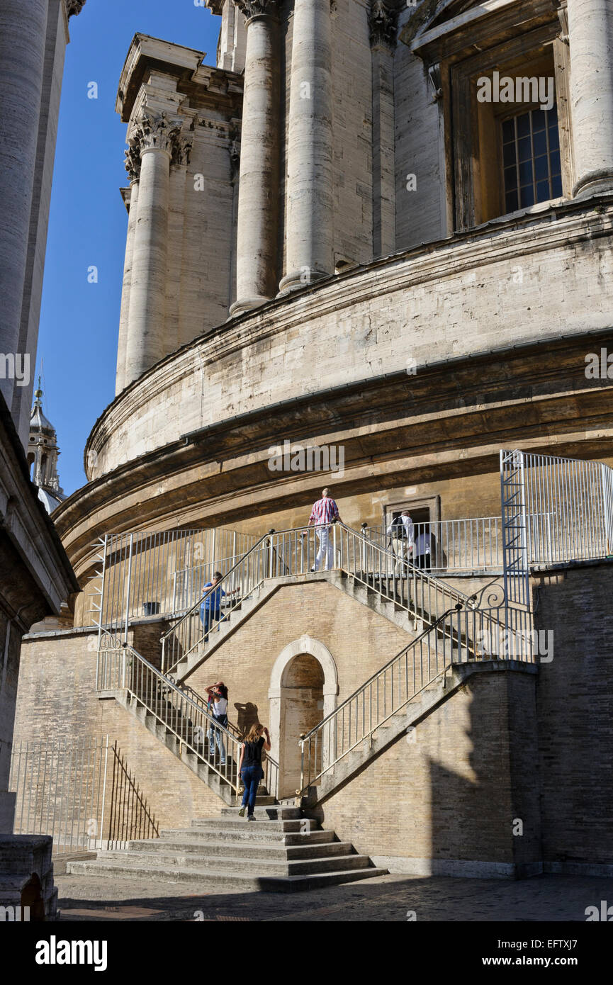 Tourists using the staircase to enter the small dome of the St Peter's