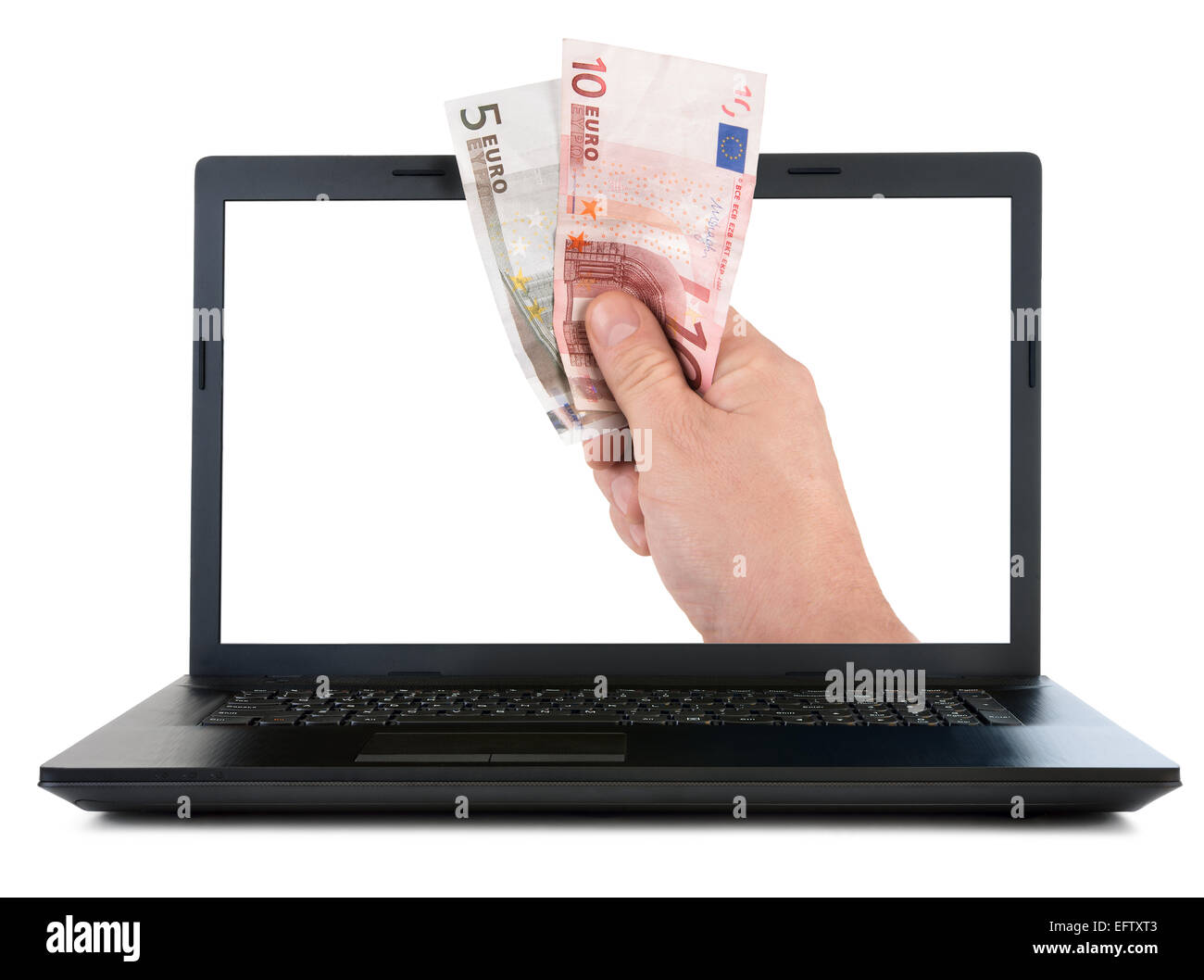 Getting money from the Internet. Earning money conception. Stock Photo
