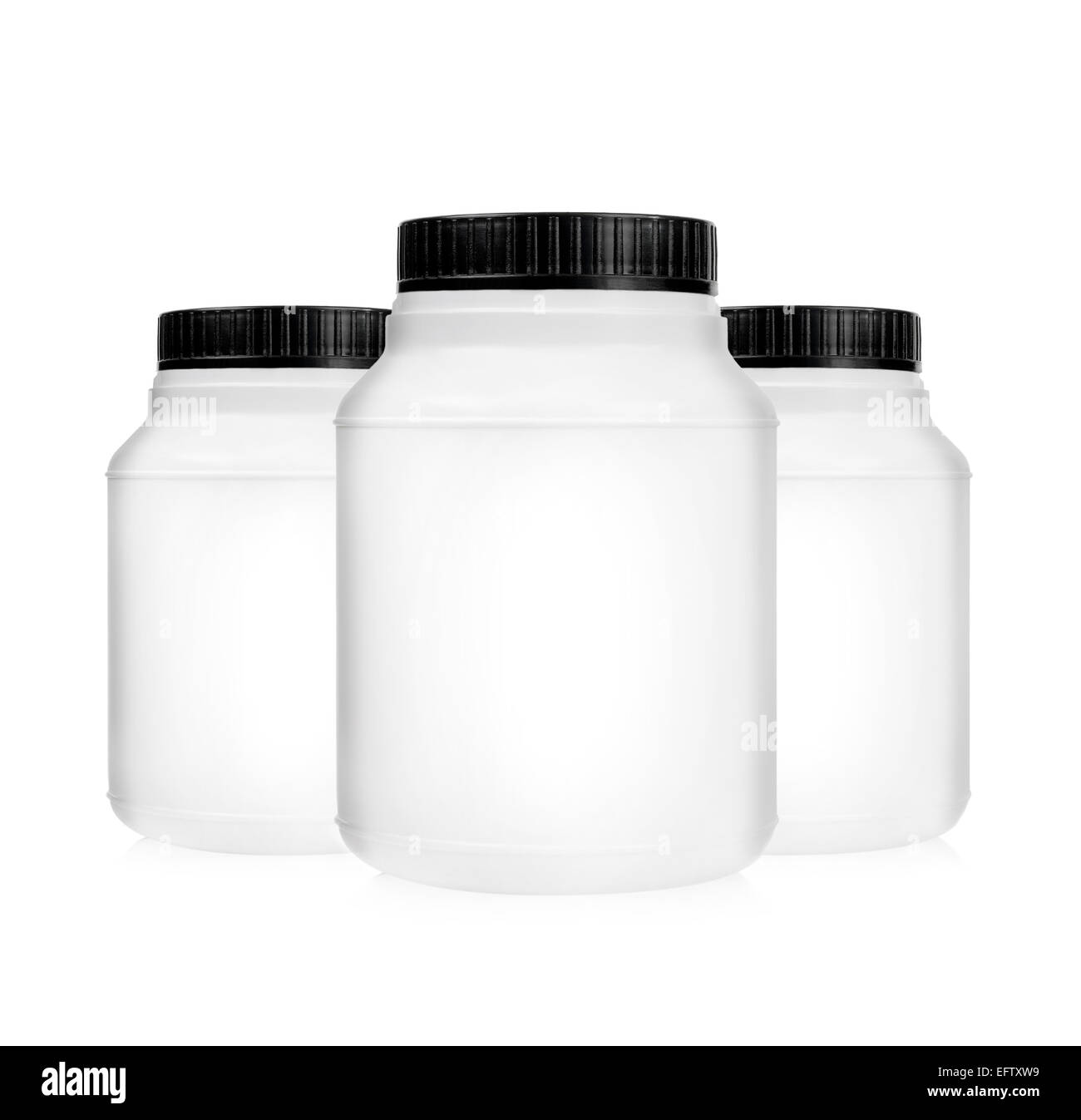 Three plastic jars, containers isolated on white Stock Photo Alamy