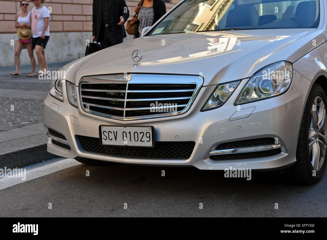 A Mercedes car with Vatican number plate in Vatican City, Rome, Italy
