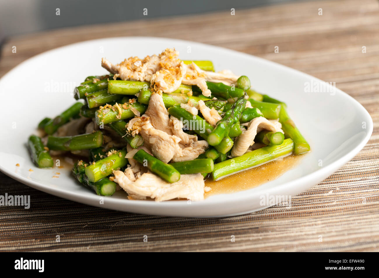 Chicken and Asparagus Stir Fry Stock Photo