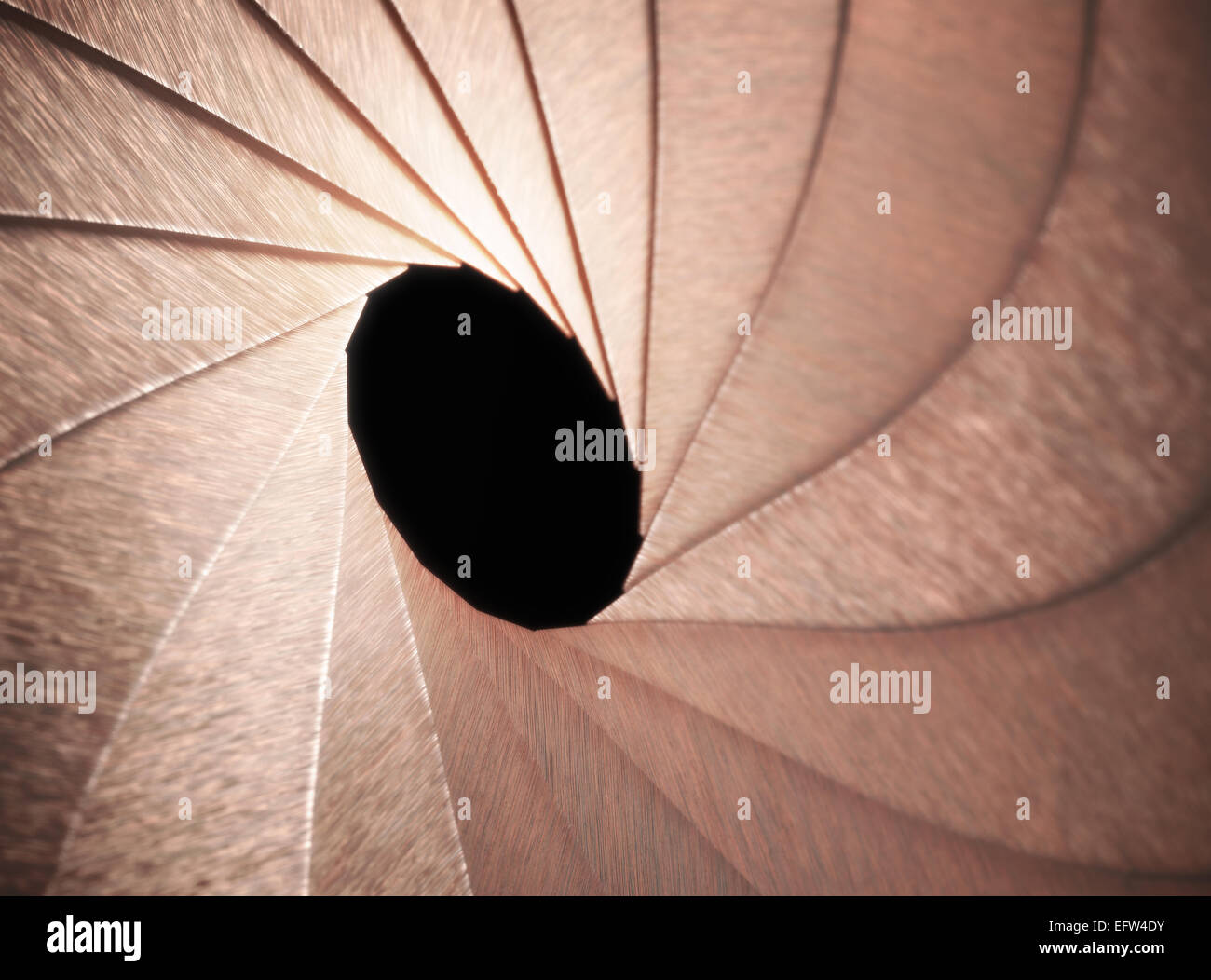Stylized aperture blades exposed with depth of field in the hole and clipping path included. Stock Photo