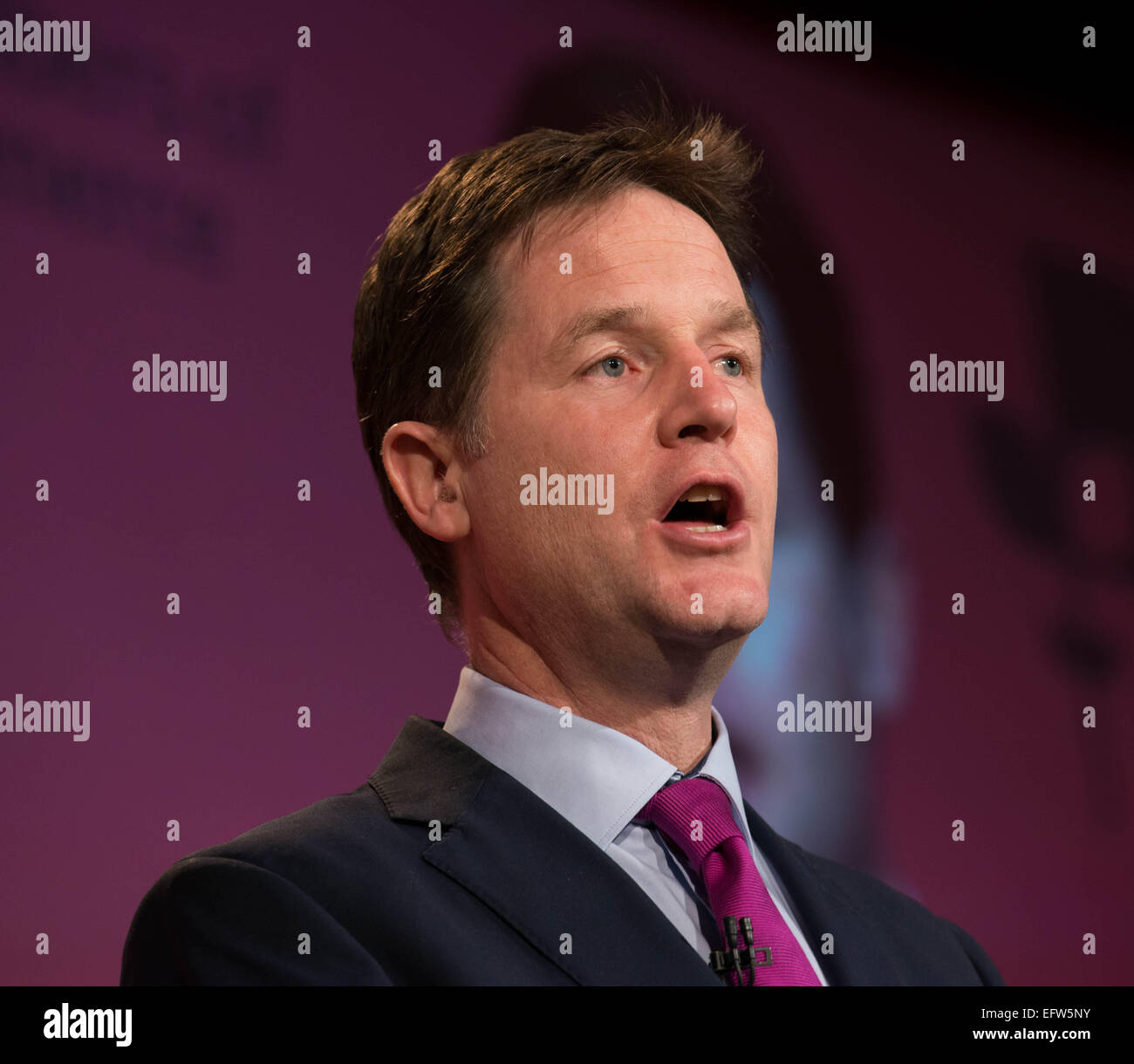 Deputy Prime Minister Nick Clegg MP, pictured speaking at the British Chambers of Commerce annual conference in London. Stock Photo