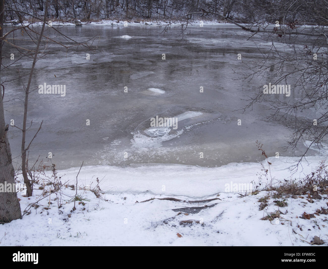 Ice on river Stock Photo