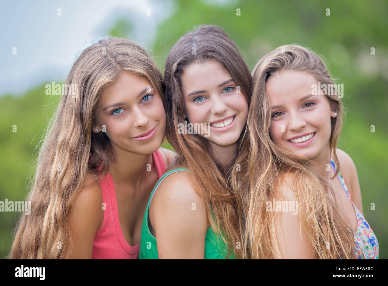group of healthy teen girls Stock Photo