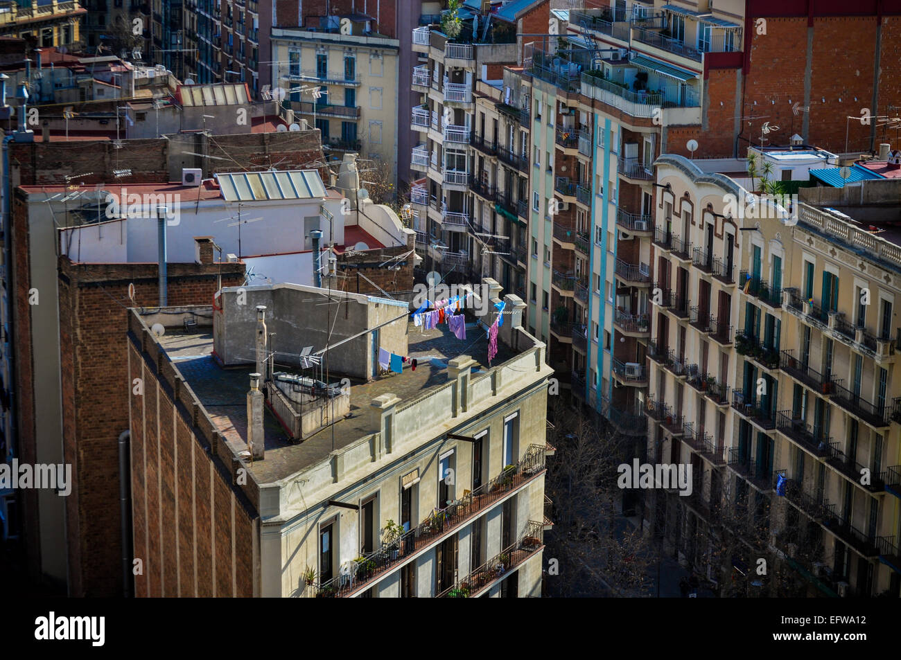 Barcelona Spain roof top view of houses Stock Photo