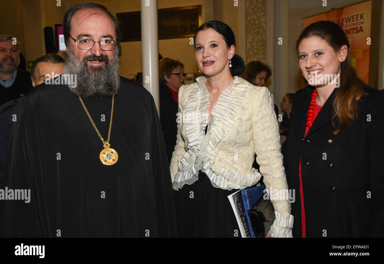 London, UK, 8th February 2015 : His Grace Elisey,Archbishop of Sourozh and Olga Balakleets, CEO, Emsemble Productions attends the Russian Maslenitsa Week 'Oratorio' St Matthew Passion at Cadogan Hall in London. © See Li/Alamy Live News Stock Photo