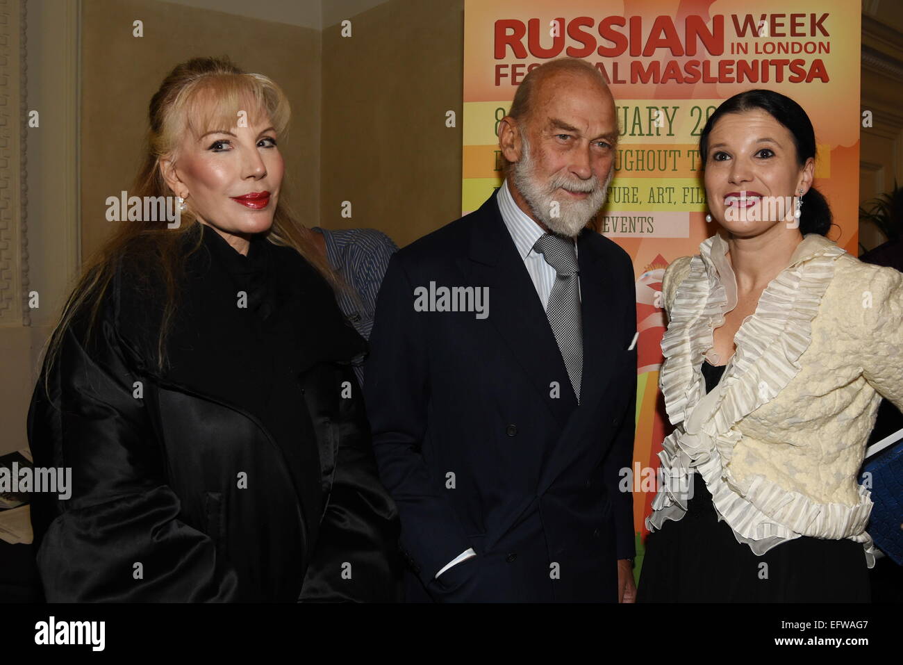 London, UK, 8th February 2015 : Prince and Princess Michael of Kent and Olga Balakleets guests attends the Russian Maslenitsa Week 'Oratorio' St Matthew Passion at Cadogan Hall in London. © See Li/Alamy Live News Stock Photo