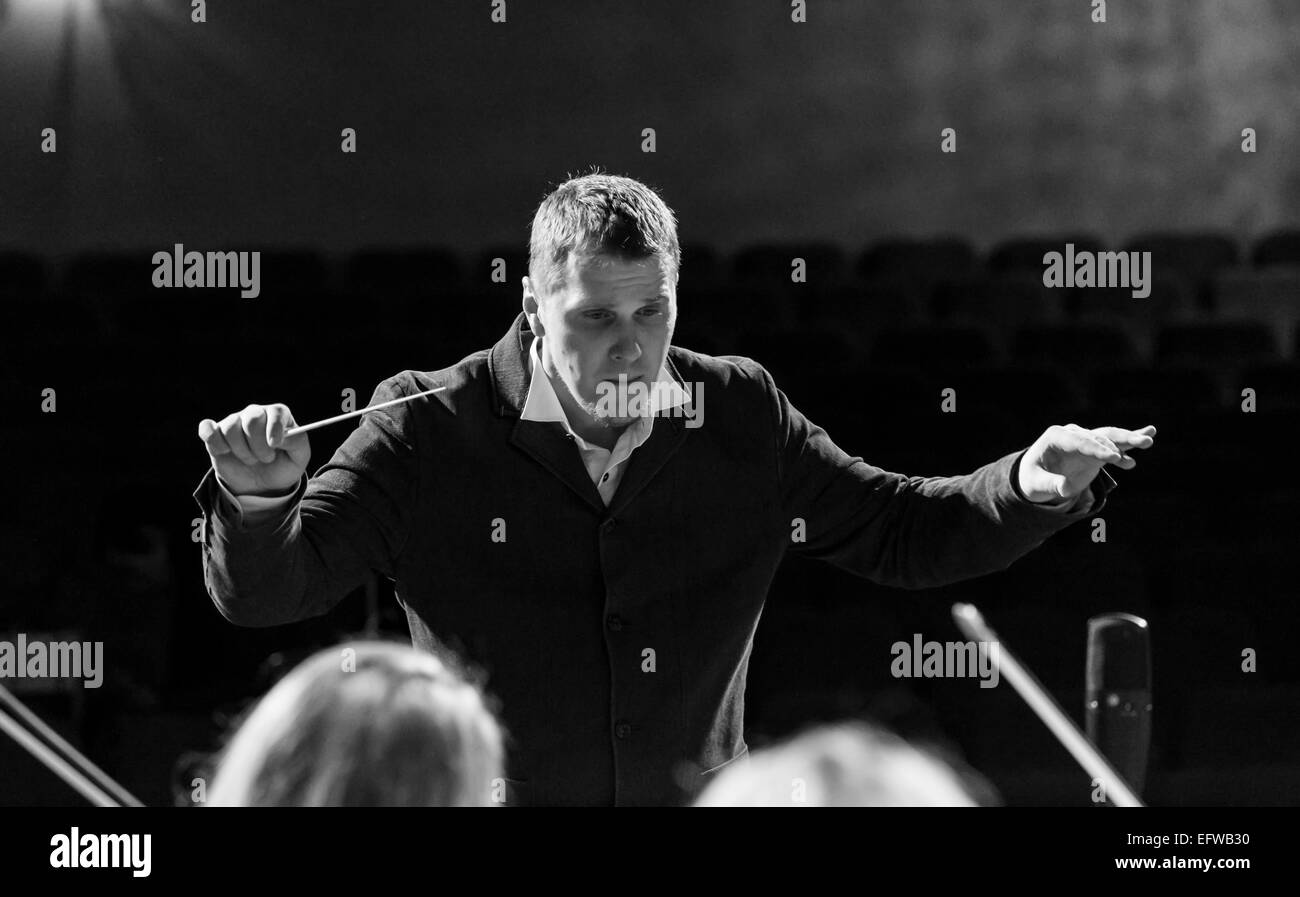 Conductor of the Vitebsk Symphonic Orchestra. Stock Photo