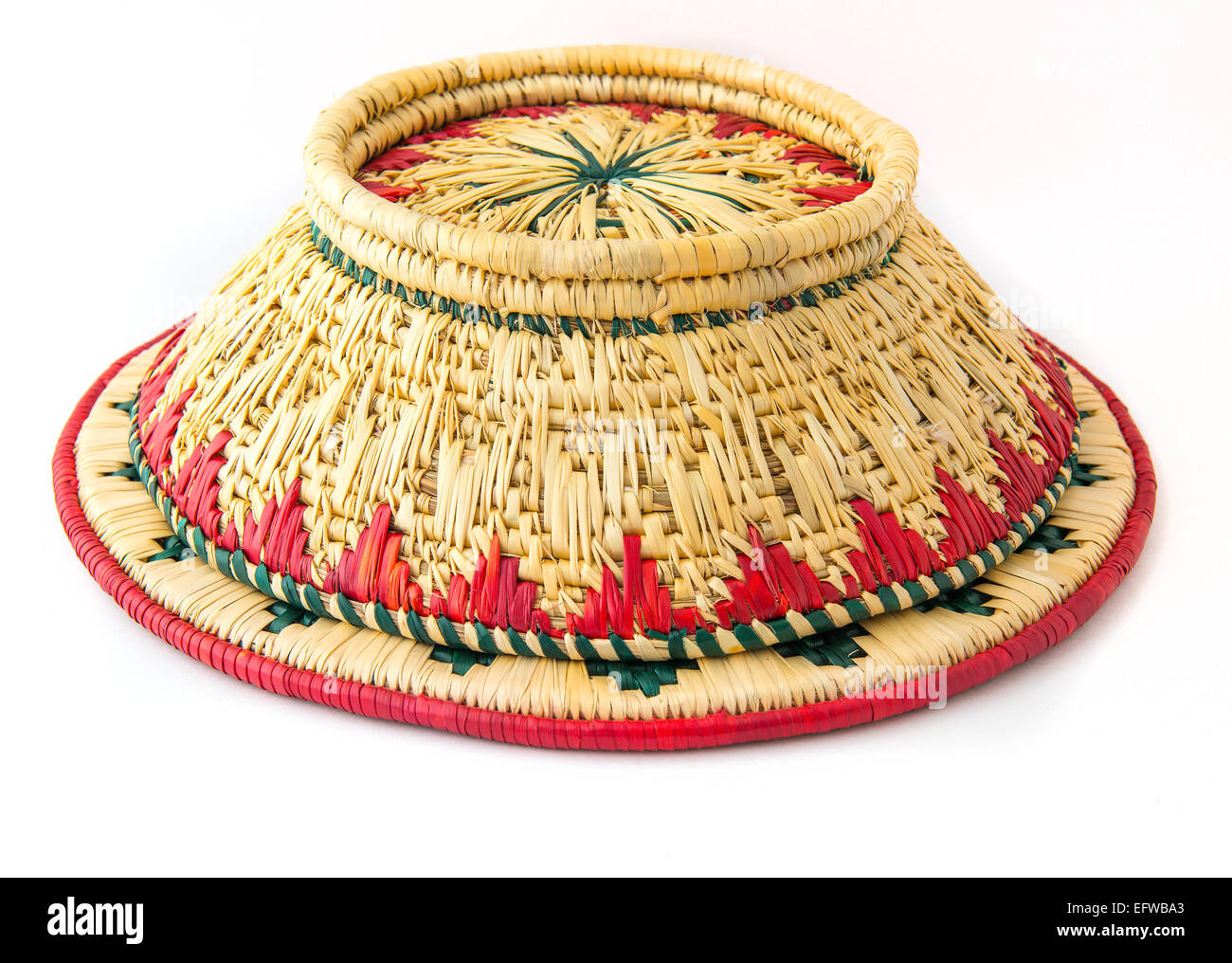wicker basket for fruits or bread turned upside down Stock Photo
