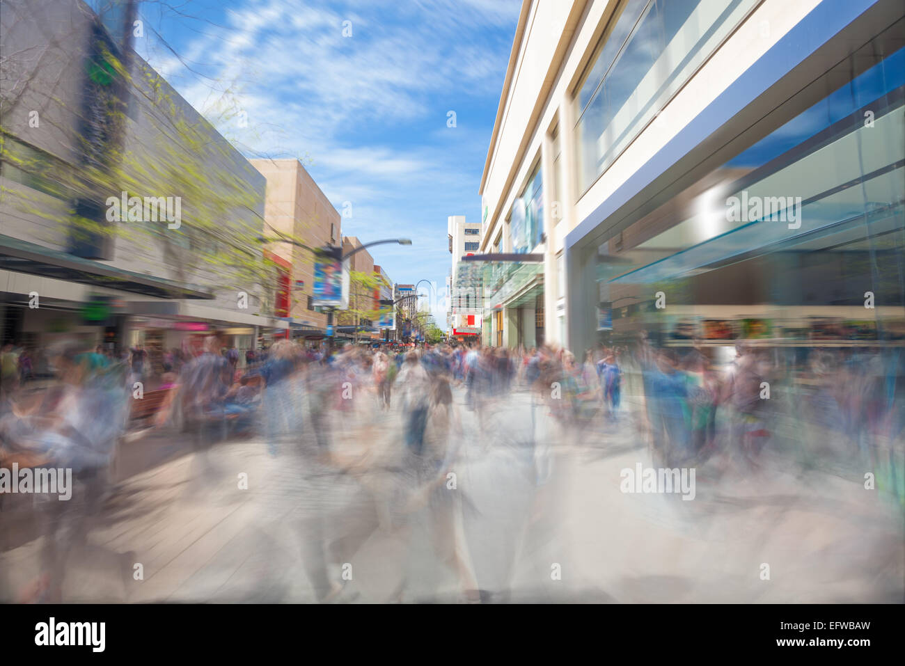People walking along a shopping street in Adelaide, South Australia Stock Photo