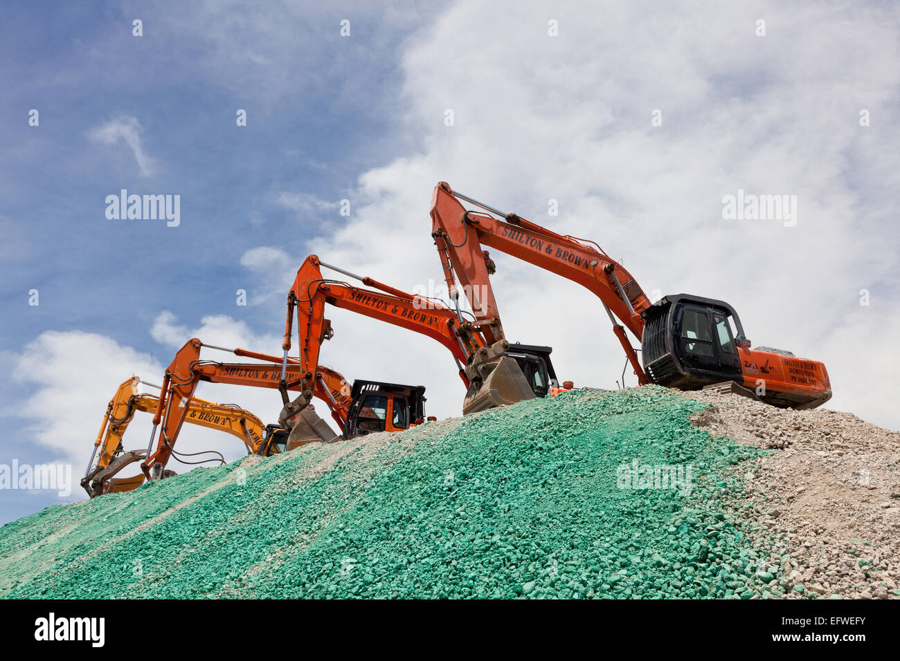 Public art installation with eathmovers, Christchurch, New Zealand Stock Photo