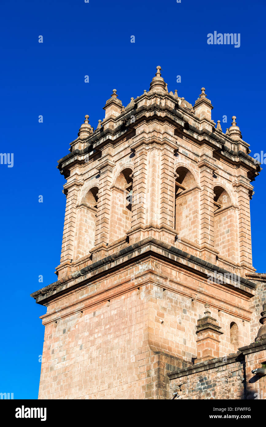 Spire of the cathedral in Cuzco, Peru Stock Photo