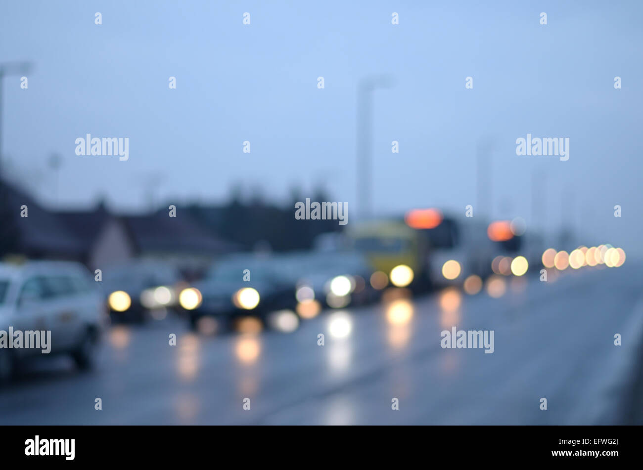 Blurred photo of evening traffic, detail Stock Photo