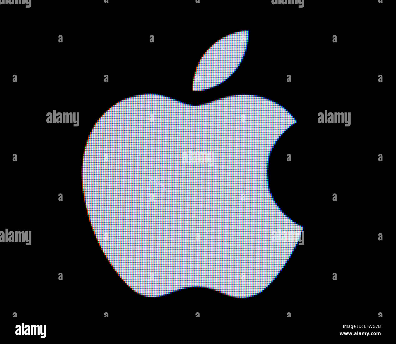 Apple logo on iPhone screen closeup Stock Photo