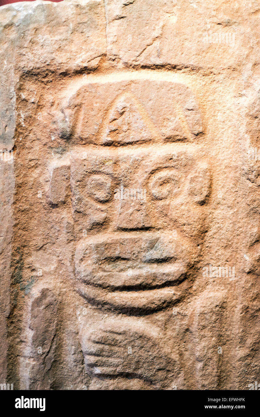 Ancient stone carving in small town of Pucara near Cusco, Peru Stock Photo