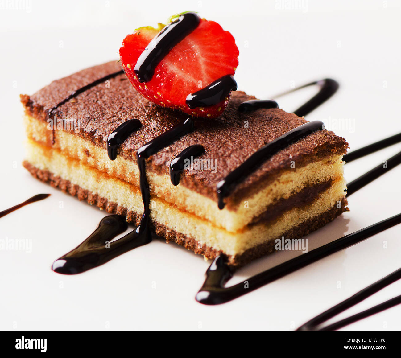 Cake with chocolate and strawberry . Selective focus Stock Photo - Alamy