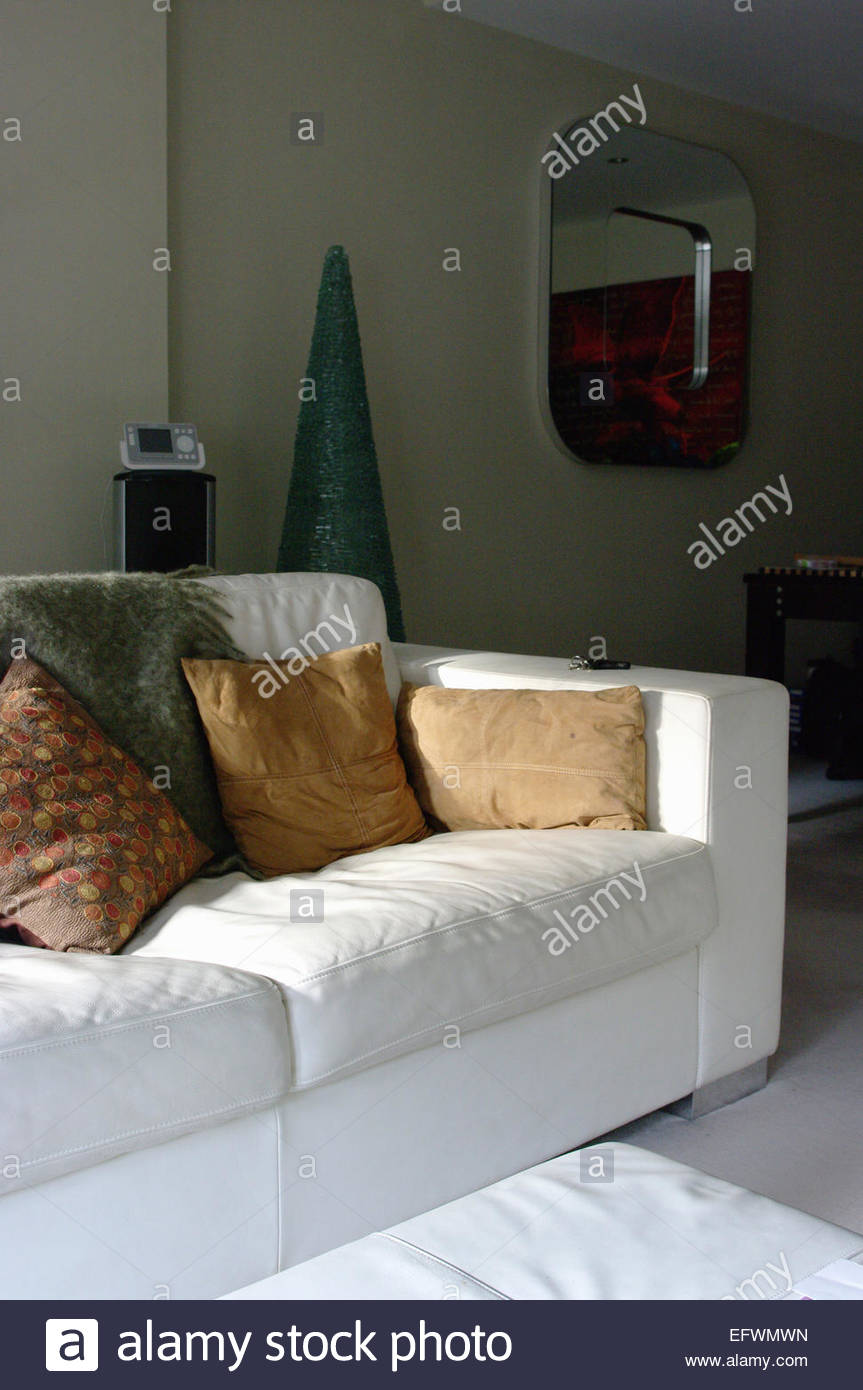 Sofa Settee Couch White Leather Interior Design Modern In