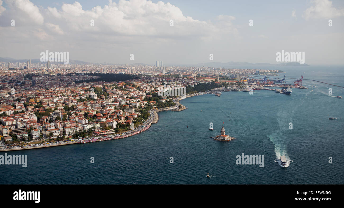 Aerial view of Maiden Tower Bosporus Istanbul Turkey Stock Photo
