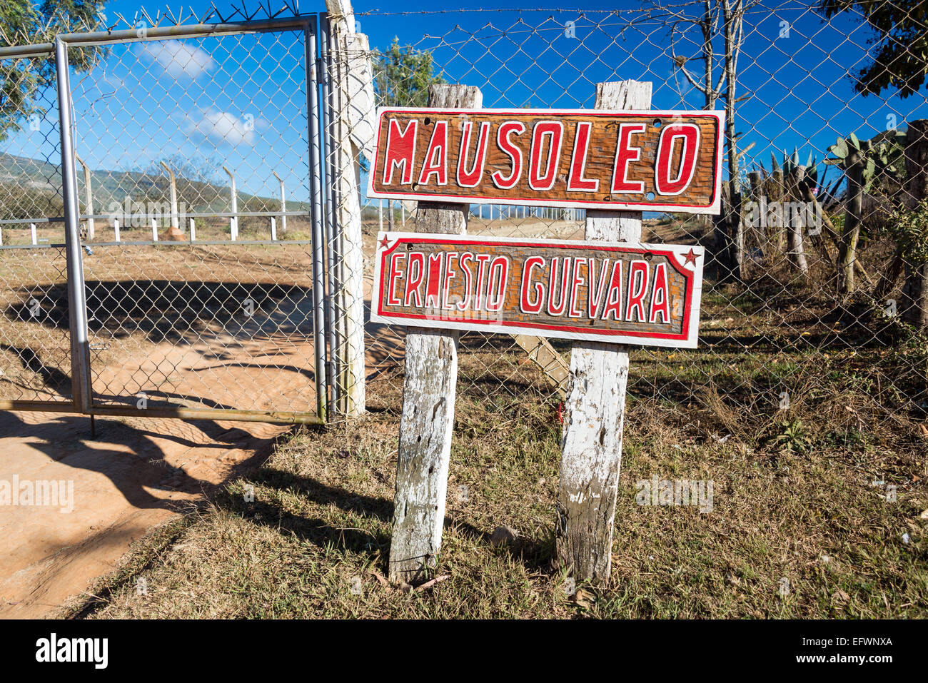 Entrance sign to the mausoleum of Ernesto Che Guevara in Vallegrande, Bolivia Stock Photo