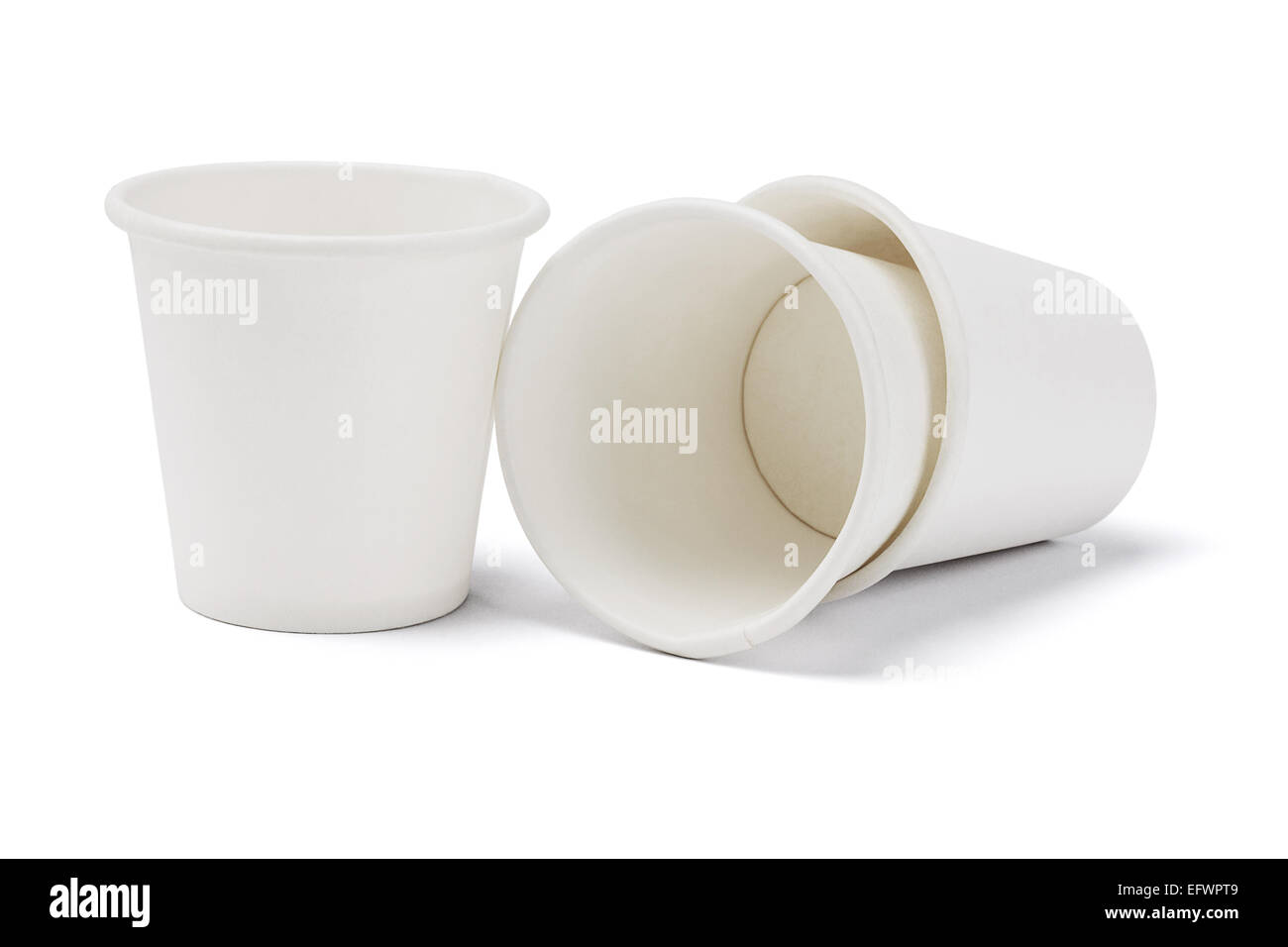 Empty Paper Cups On White Background Stock Photo