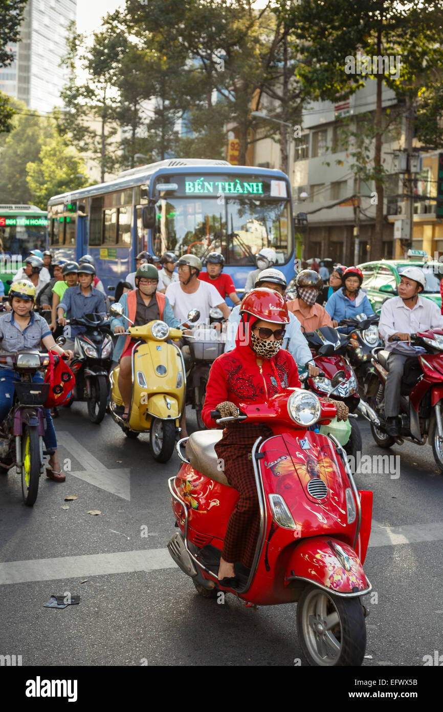 Busy traffic, Ho Chi Minh City (Saigon), Vietnam. Stock Photo