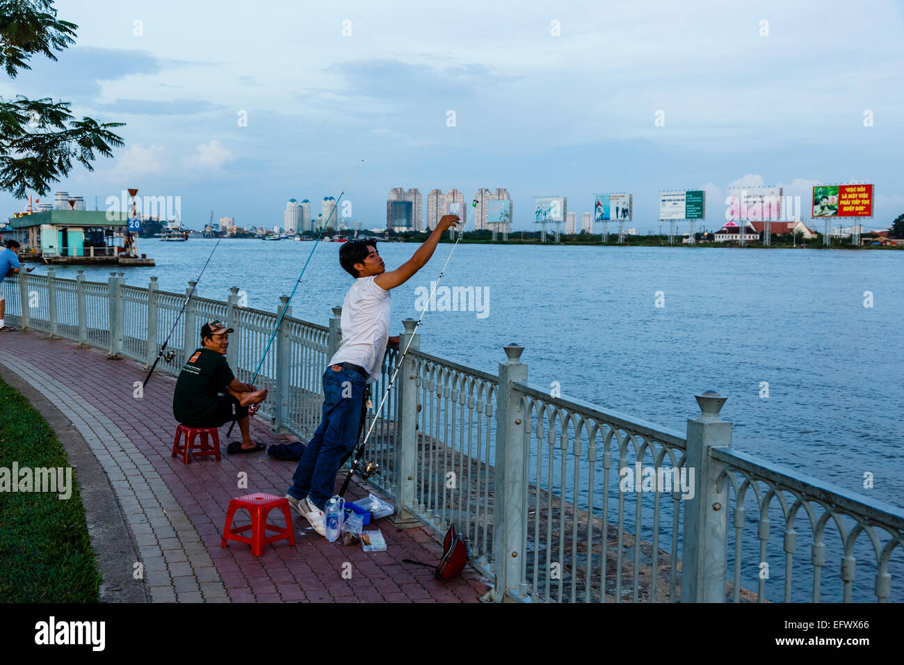 Saigon River at district 1, Ho Chi Minh City (Saigon), Vietnam Stock