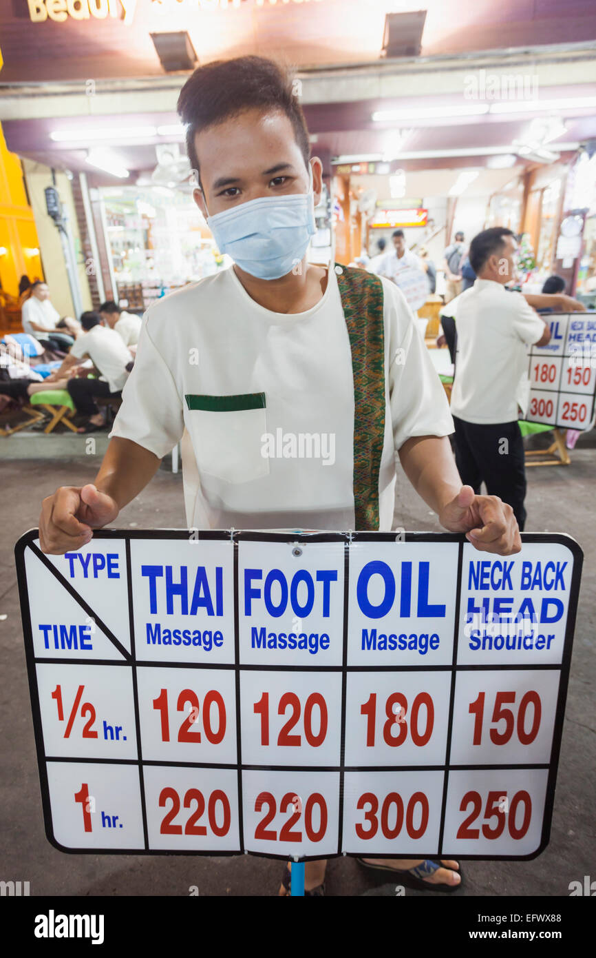 Thailand, Bangkok, Khaosan Road, Massage and Spa Treatment Price List Stock Photo Alamy