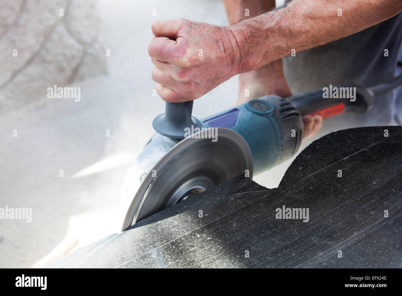 work grinders, machining and cutting granite Stock Photo Alamy
