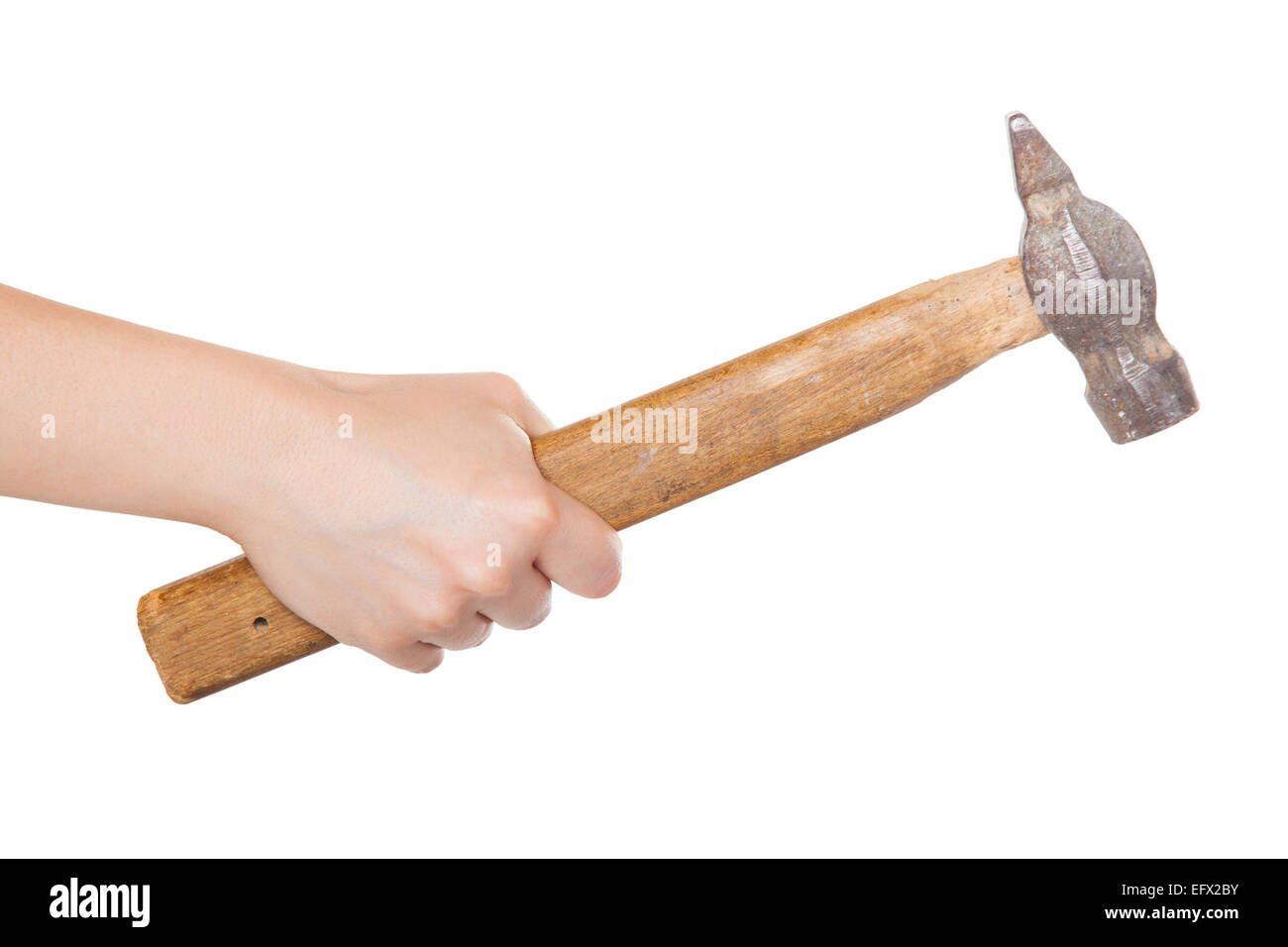 hammer with a wooden handle, isolated white background Stock Photo - Alamy