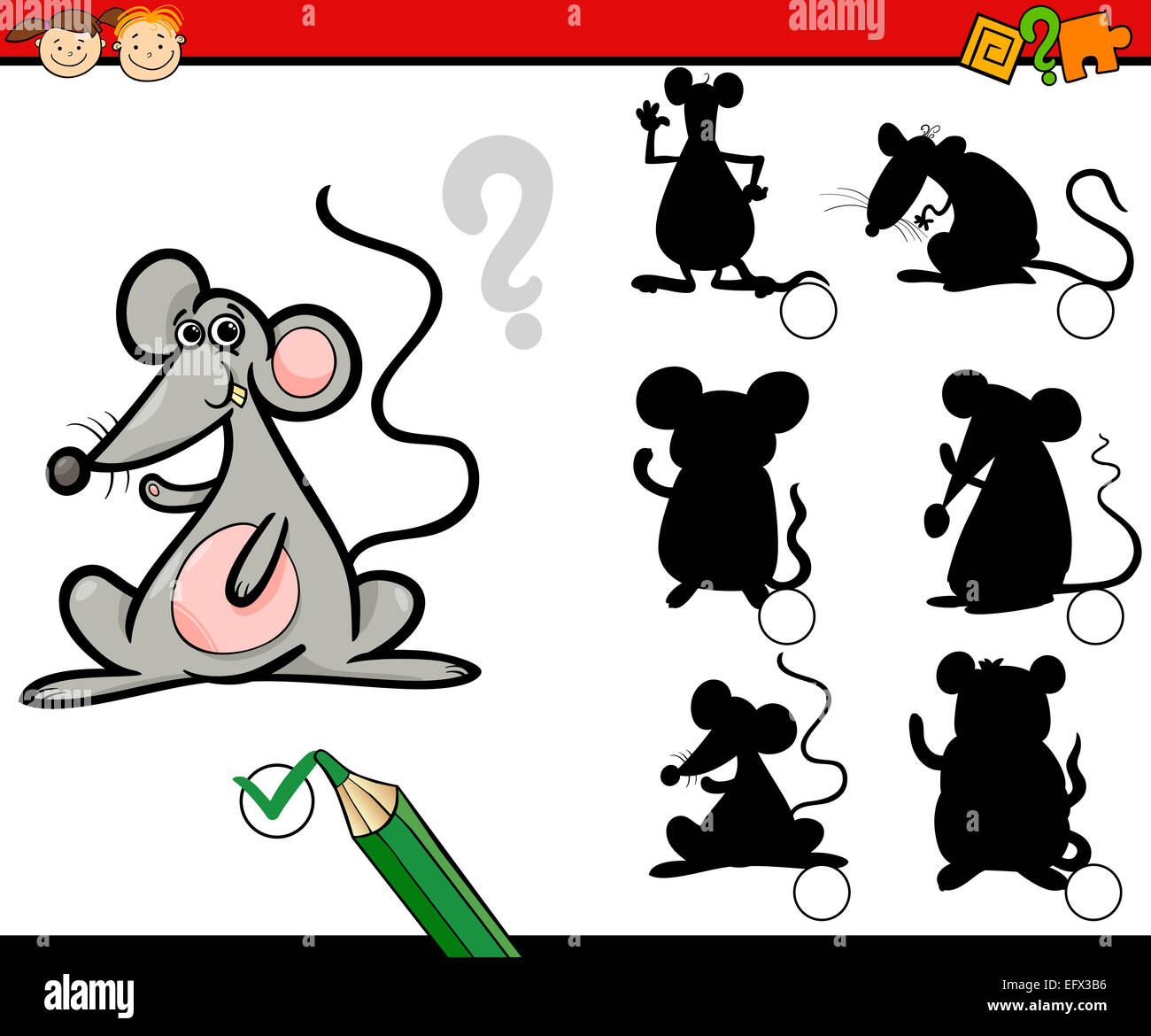 Cartoon Illustration of Education Shadow Matching Game for Preschool ...