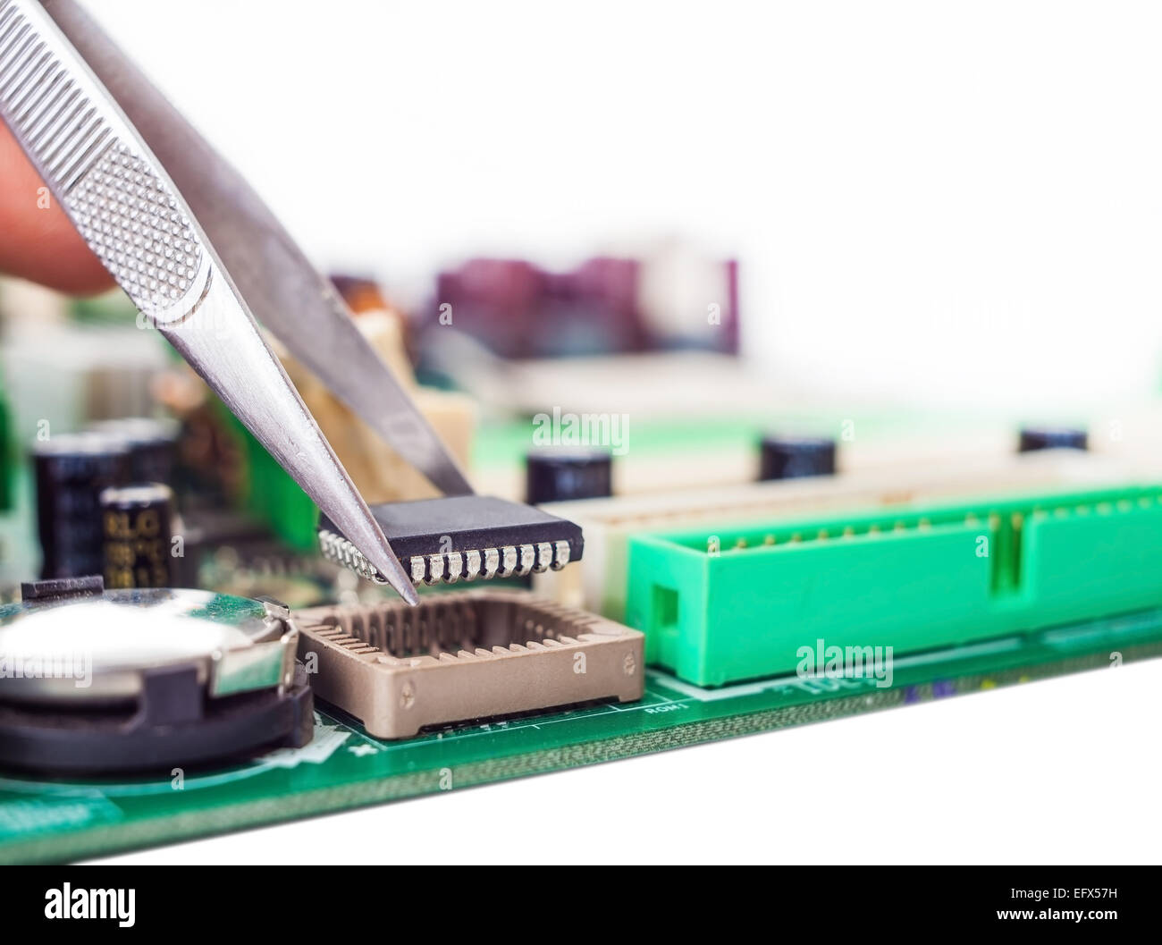 assembly repair tweezers computer parts and motherboard Stock Photo Alamy